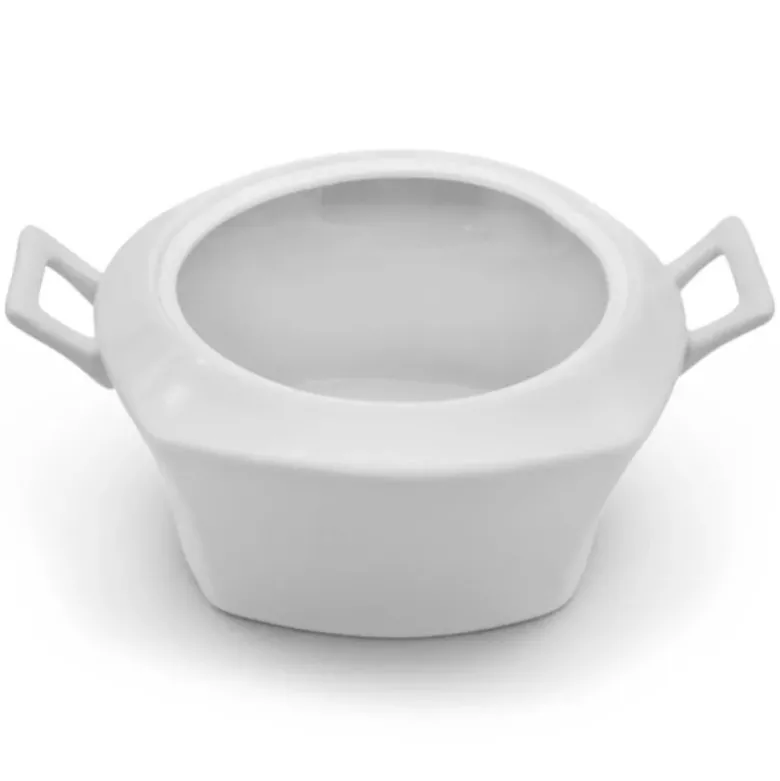 Waza porcelanowa z pokrywką biała do zup 2.8 L kwadratowa Bella Fiore