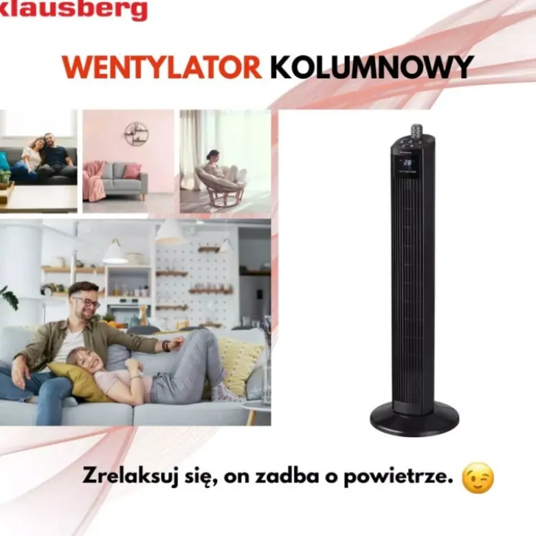 Wentylator kolumnowy podłogowy wiatrak stojący biurowy Klausberg KB 7876