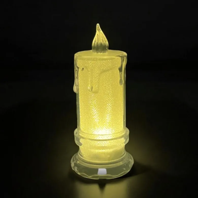 Świeczka LED wkład do znicza 9,5 cm biały ciepły płomień imitacja wosku z brokatem