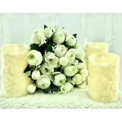 Świeczka LED 8x17 cm z ruchomym płomieniem w róże SL8772