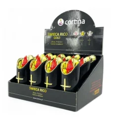 Wkład do znicza 12.5 cm świeczka czarna LED z krzyżem czerwone światło Cortina Rico baterie AA