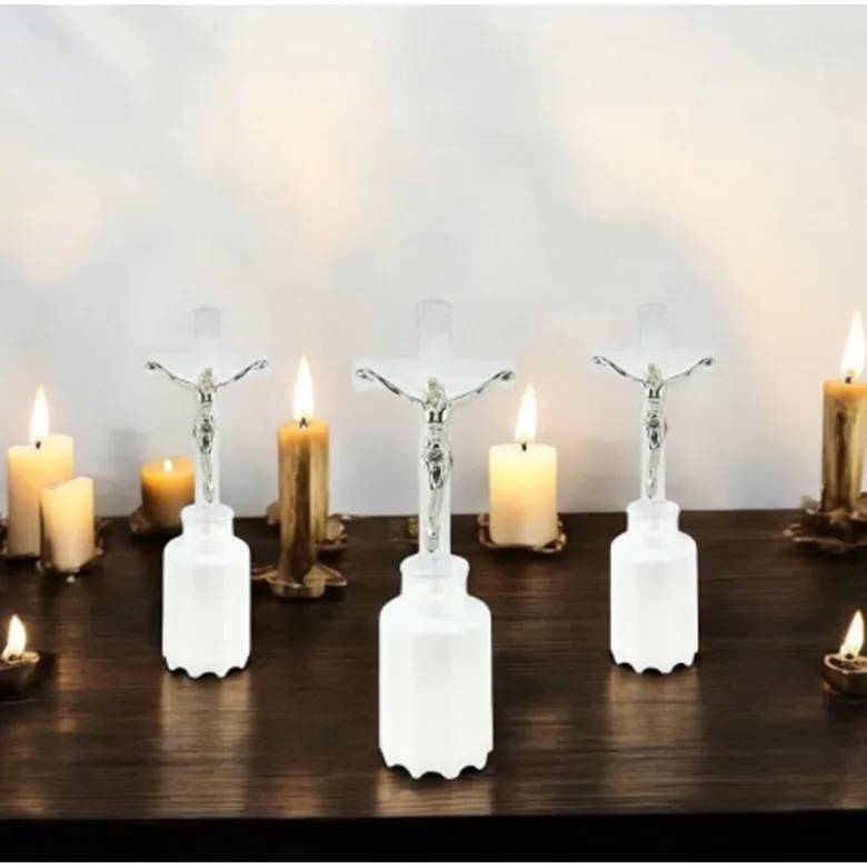 Wkład LED do znicza figurka krzyża 18 cm białe światło