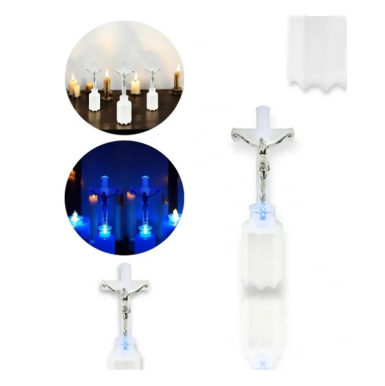 Wkład LED do znicza figurka krzyża 18 cm niebieskie światło