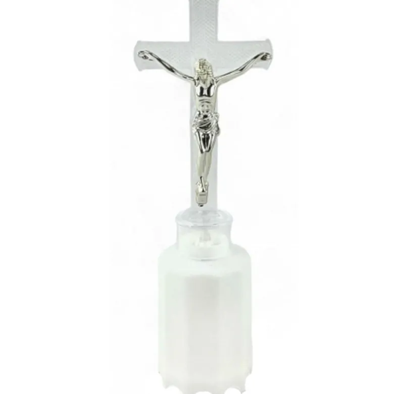 Wkład LED do znicza figurka krzyża 18 cm niebieskie światło