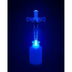 Wkład LED do znicza figurka krzyża 18 cm niebieskie światło