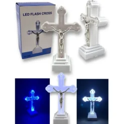 Wkład LED do znicza figurka krzyża 13x8 cm białe światło