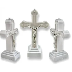Wkład LED do znicza figurka krzyża 13x8 cm białe światło