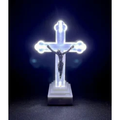 Wkład LED do znicza figurka krzyża 13x8 cm białe światło