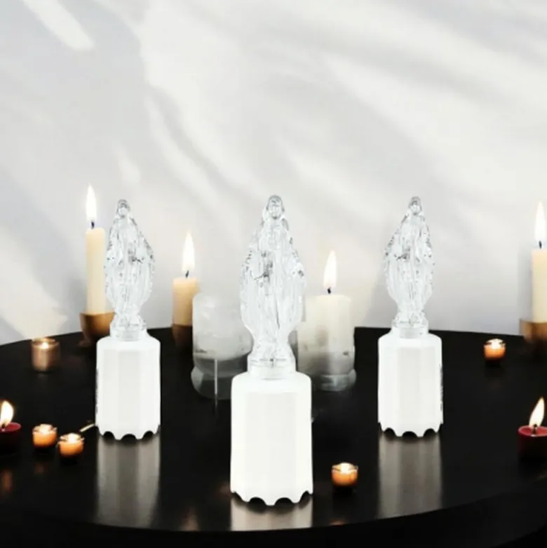 Wkład LED do znicza figurka Maryji 18 cm białe światło