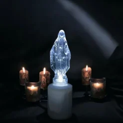 Wkład LED do znicza figurka Maryji 18 cm białe światło