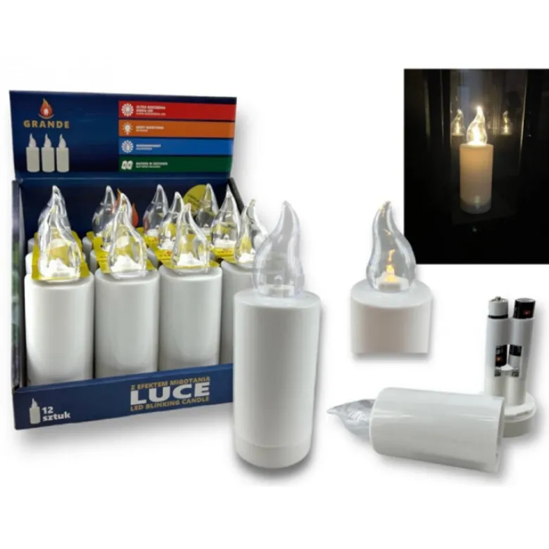 Wkład LED do znicza 4.8x 15 cm biały ciepły płomień Grande Luce scgl4