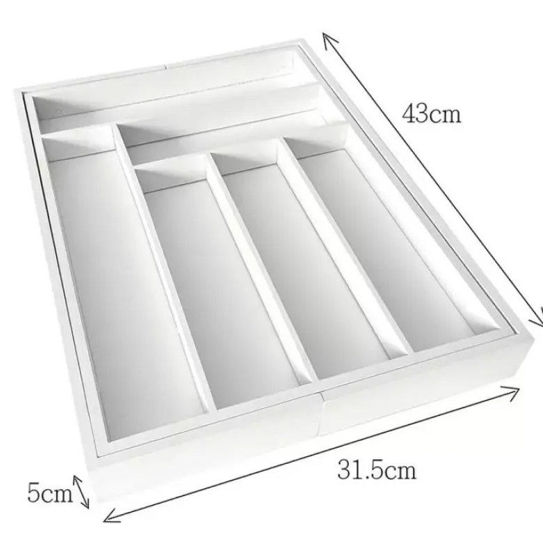 Wkład rozsuwany do szuflady biały na sztućce 52x43x5 cm Kinghoff KH 1748 bambusowy organizer