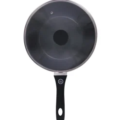 Wok z pokrywką 28 cm patelnia głęboka czarna nieprzywieralna powłoka MG Home