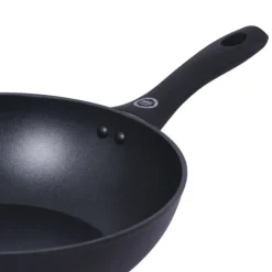Wok z pokrywką 28 cm patelnia głęboka czarna nieprzywieralna powłoka MG Home