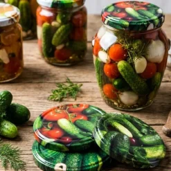 Zakrętki do słoików na przetwory 8,2 cm ogórki zestaw 10 szt - 6-zaczepowe Altom Design