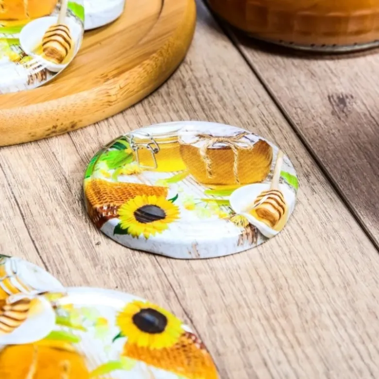 Zakrętki do słoików na przetwory 8,2 cm Miód zestaw 100 szt - 6-zaczepowe Altom Design