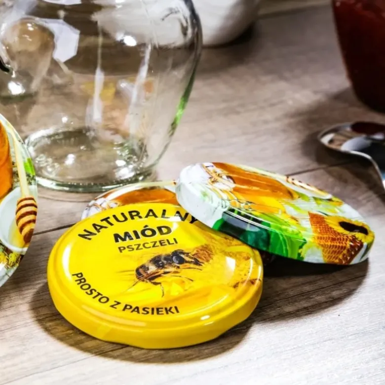 Zakrętki do słoików na przetwory 8,2 cm Miód zestaw 100 szt - 6-zaczepowe Altom Design