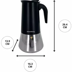 Zaparzacz do kawy espresso ze stali nierdzewnej 600 ml na 12 filiżanek Klausberg
