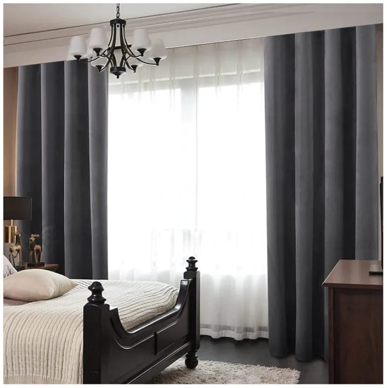 Zasłony grube Velvet na taśmie 140x250 cm szarość pałacu