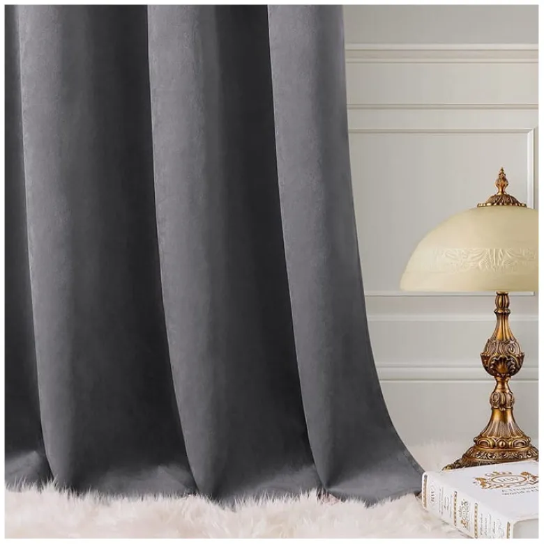 Zasłony grube Velvet na taśmie 140x250 cm szarość pałacu