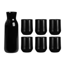 Zestaw czarna karafka szklana 1000 ml + 6 czarnych grubych szklanek 300 ml Glasmark