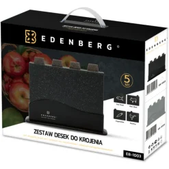 Zestaw 4 desek do krojenia ze stojakiem czarny marmur Edenberg EB 1003