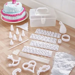 Zestaw do dekoracji tortów ciast 100 el w plastikowym pudełku