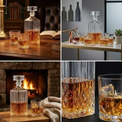 Zestaw do whisky karafka szklana 850 ml i 6 grubych szklanek 280 ml GierekHoff Royal Diamond