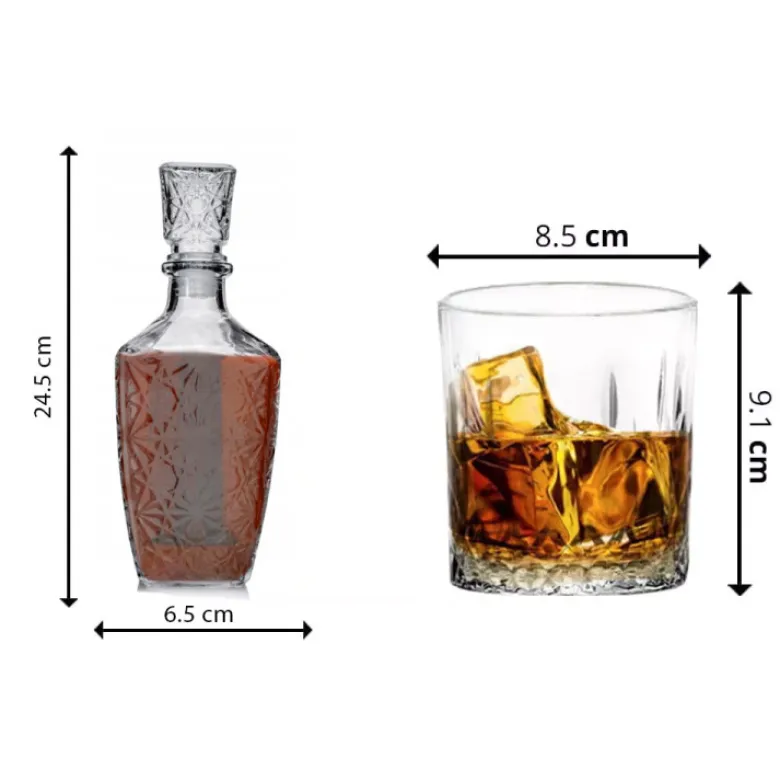 Zestaw do whisky karafka szklana 1000 ml + 6 grubych szklanek 280 ml