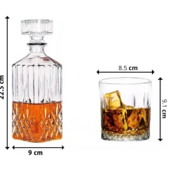 Zestaw do whisky karafka szklana 850 ml + 6 grubych szklanek 280 ml