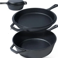 Zestaw żeliwny garnek 3.5L z patelnia 24cm z linii CAST LINE indukcje gaz ognisko Vilde