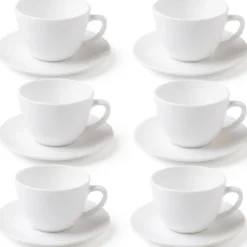 Zestaw 6 filiżanek 170 ml ze spodkami GierekHoff Lumiere dla 6 osób białe GH 1245