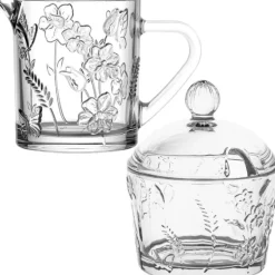 Zestaw kawowy mlecznik 200 ml i cukiernica szklana 200 ml Altom Rosalie kwiatowy wzór