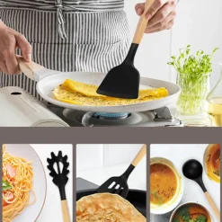 Zestaw noży kuchennych w bloku z przyborami i deską komplet 19 el czarny Elitehoff E 6069