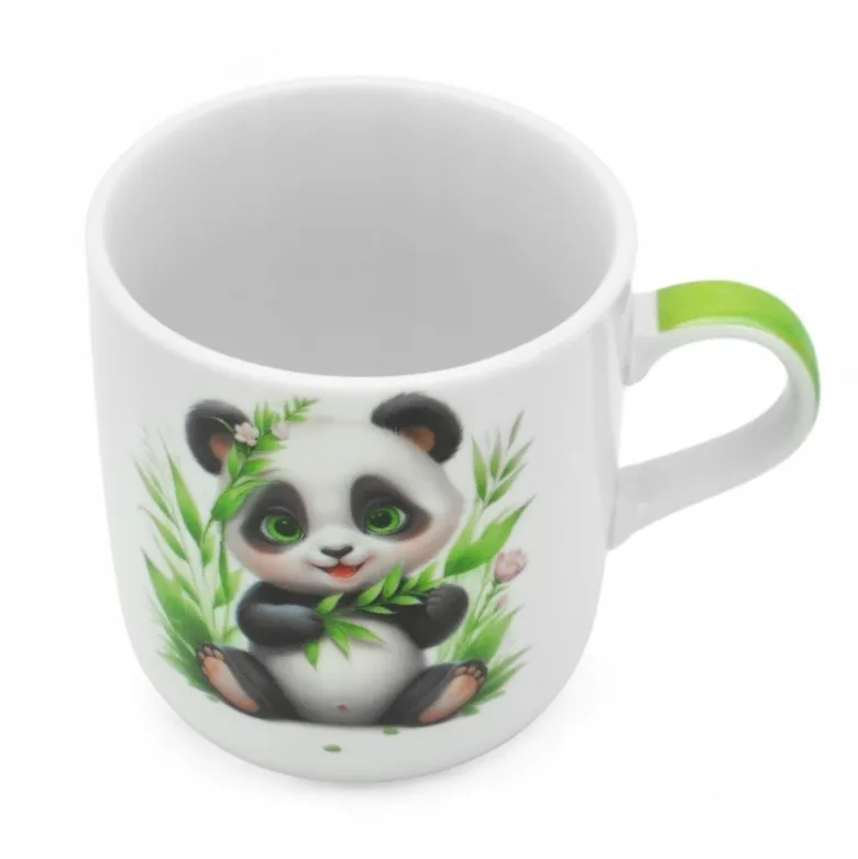 Zestaw obiadowy porcelana dla dzieci Bella Fiore 4 elementy Panda kubek talerzyk miseczka kieliszek na jajko
