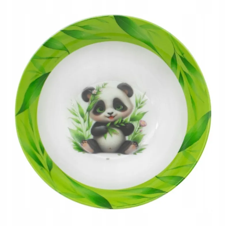 Zestaw obiadowy porcelana dla dzieci Bella Fiore 4 elementy Panda kubek talerzyk miseczka kieliszek na jajko