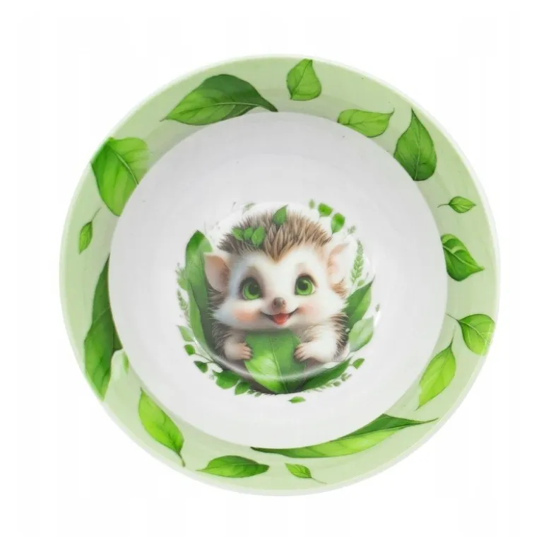 Zestaw obiadowy porcelana dla dzieci Bella Fiore 4 elementy Jeżyk kubek talerzyk miseczka kieliszek na jajko