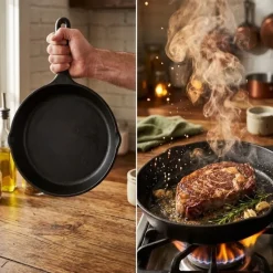 Zestaw 3 patelnie żeliwne 20/25/30 cm GierekHoff Żeliwna Tradycja ciężkie głębokie indukcja gaz ognisko grill GH 8002