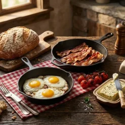 Zestaw 3 patelnie żeliwne 20/25/30 cm GierekHoff Żeliwna Tradycja ciężkie głębokie indukcja gaz ognisko grill GH 8002