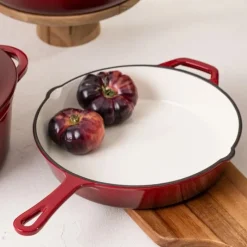 Zestaw 3 patelnie żeliwne emaliowane 20/25/30 cm GierekHoff Żeliwna Tradycja ciężkie głębokie indukcja gaz ognisko grill GH 6002