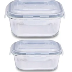 Zestaw pojemników 800/300 ml na żywność jedzenie pudełka z pokrywką lunchbox kwadratowe hermetyczne Cucinia MG Home