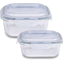 Zestaw pojemników 800/300 ml na żywność jedzenie pudełka z pokrywką lunchbox kwadratowe hermetyczne Cucinia MG Home