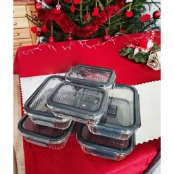 Zestaw 3 pojemników szklanych lunchbox MG Home Cucina 1500/1000/400 ml żaroodporne