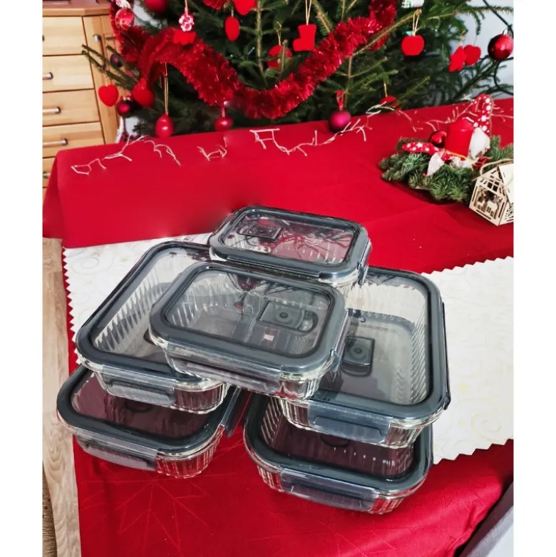 Zestaw 3 pojemników szklanych lunchbox MG Home Cucina 1500/1000/400 ml żaroodporne