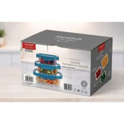 Zestaw 3 pojemników szklanych lunchbox GierekHoff Corio Glass żaroodporne hermetyczne prostokątne GH 1117