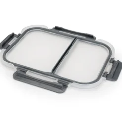 Zestaw 4 pojemników szklanych 1050 ml z przegrodą lunchbox GierekHoff Split 1104 żaroodporne hermetyczne dwukomorowe