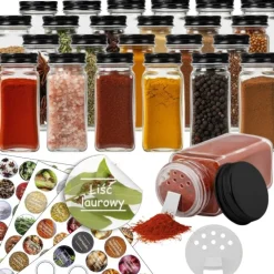 Zestaw 24 słoiczków 120 ml na przyprawy GierekHoff Flavor GH 1113 pojemniki z naklejkami na prezent