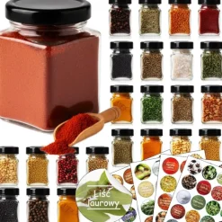 Zestaw 24 słoiczków 120 ml na przyprawy GierekHoff Flavor GH 1112 pojemniki z naklejkami i nabierakiem na prezent