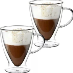 Zestaw 2 szklanek termicznych 300 ml stożek do kawy latte RENZA MGHOME