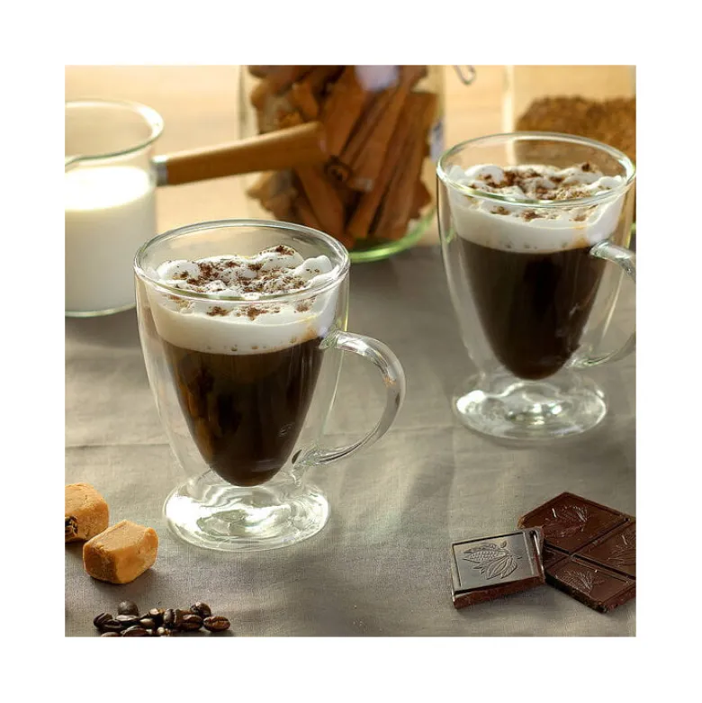 Zestaw 2 szklanek termicznych 300 ml stożek do kawy latte RENZA MGHOME